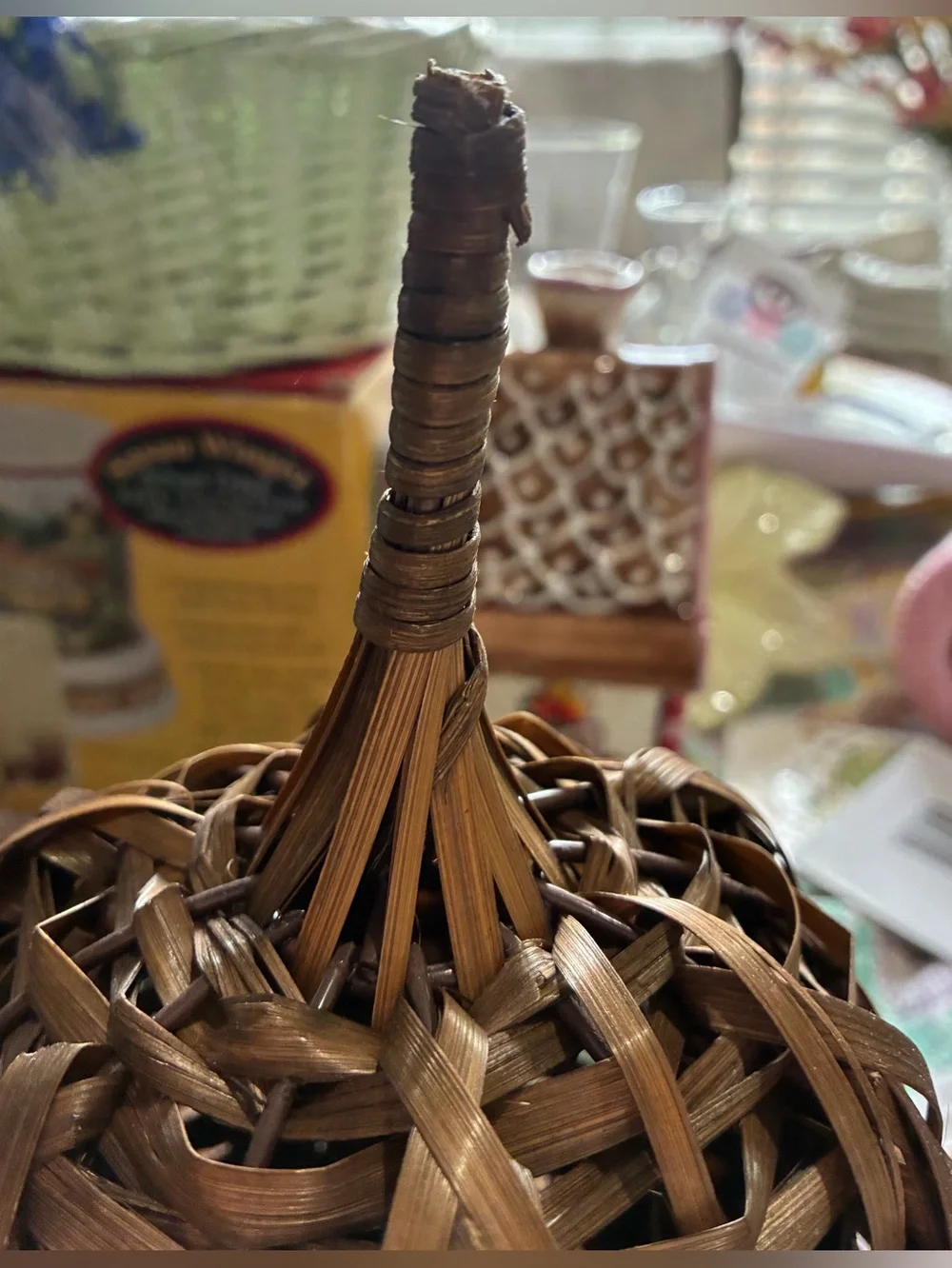 Southern Living Bamboo Woven Fall decor. NWT.  11.5 in Tall Herringbone Pumpkin